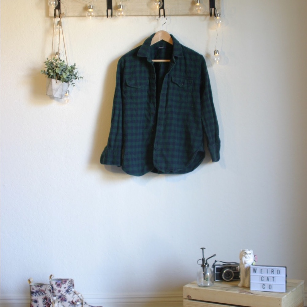 Madewell Green Checked Boyfriend Flannel